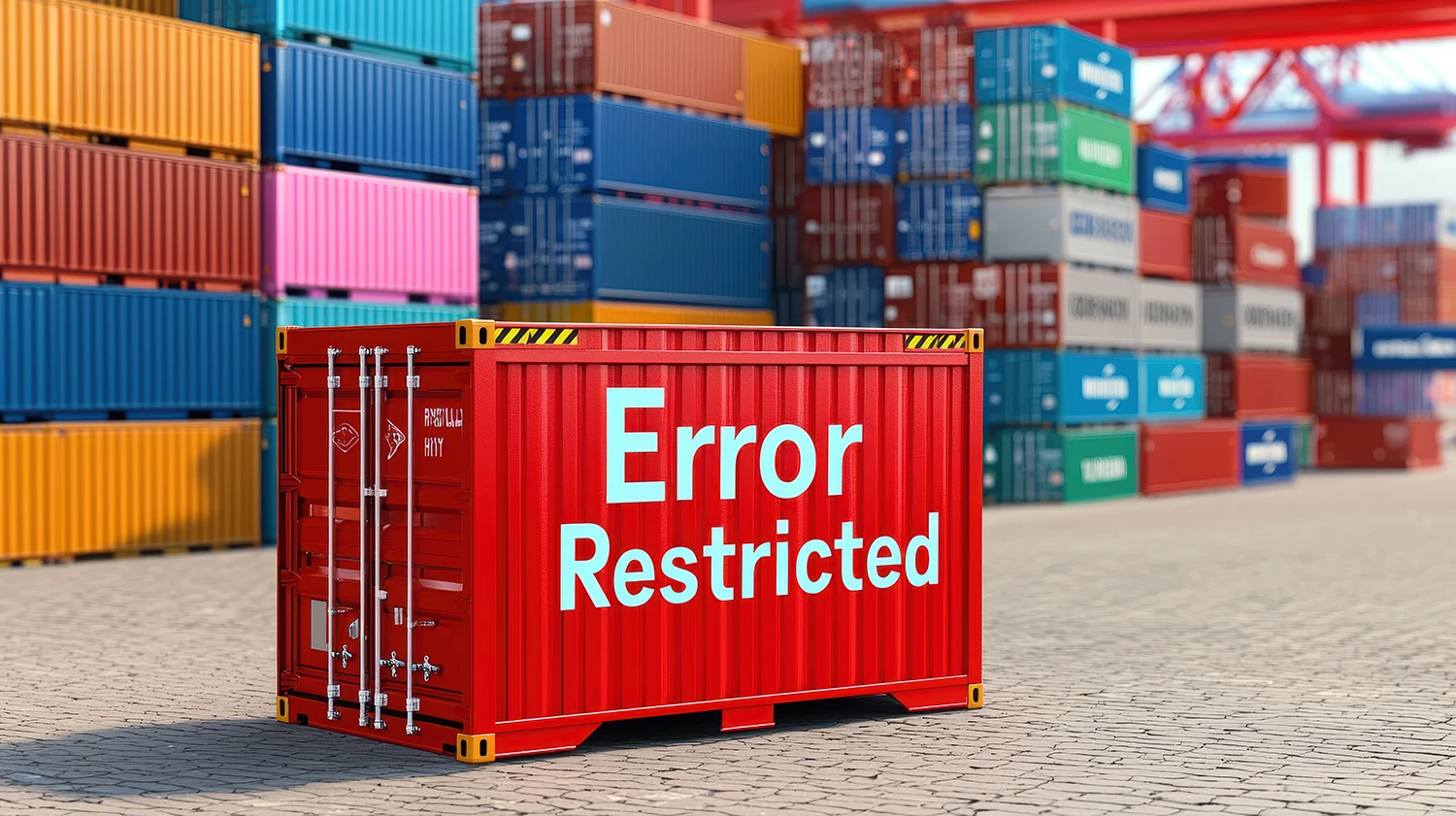 5 Costly customs mistakes red shipping container with error restriced written in white on the side